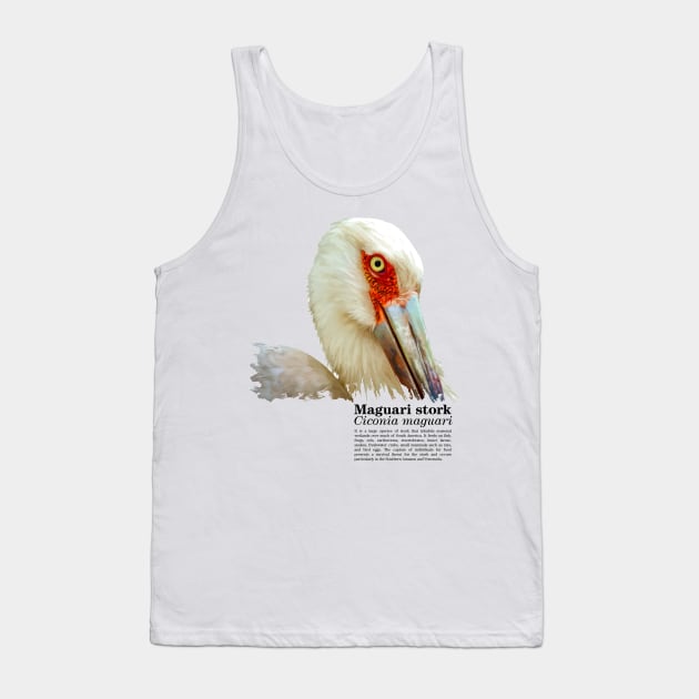 Maguari stork tropical bird black text Tank Top by Ornamentum